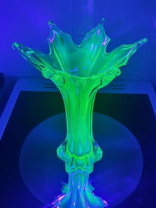 Absolutely Phenomenal Vintage Large Murano Uranium Glass Vase