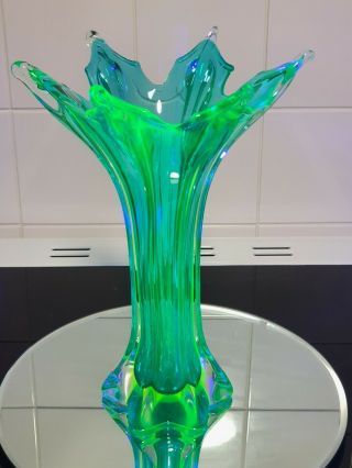 Absolutely Phenomenal Vintage Large Murano Uranium Glass Vase 2