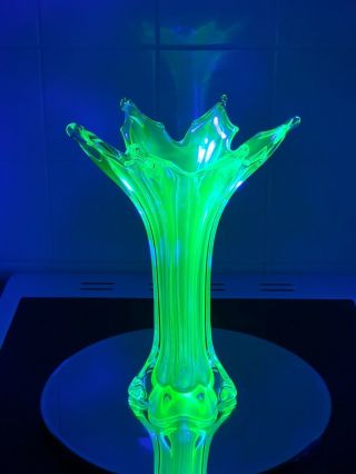 Absolutely Phenomenal Vintage Large Murano Uranium Glass Vase 3
