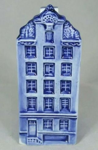 Vtg.  Delft Cobalt Blue Dutch Holland Pottery Porcelain Building Coin Bank.  676