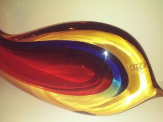 Luigi Onesto Signed Murano Glass Fish Oggetti Label Italy Large 14.  5 Inches