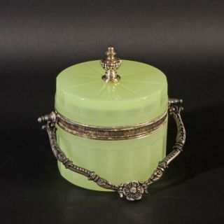Huge French Round Old Casket Box Handle Knob Silver Plate Metal Lime Cutted 2