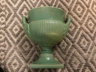Vintage Red Wing Pottery Green Double Handle Vase 7” Urn 763 Usa