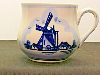 Delft Blue Tea Coffee Cup Mug Hand Painted Holland Windmill Flowers Daic Pottery