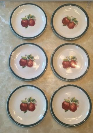 Apples Pattern Casuals Dinnerware By China Pearl,  Six Lunch Plates,  7.  5”