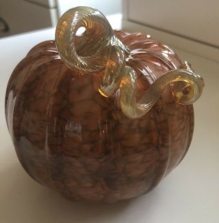 Pumpkin Cohn Stone " Forest Mottled Pumpkin " Art Glass - Extraordinary