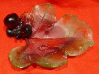 Daum France Decorative/candy Dish,  Figs,  Leaf And Lizard,