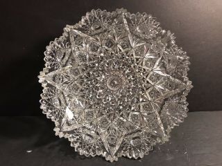 Antique Abp American Brilliant Cut Crystal Bowl 9 1/2 “ (24.  5 Cm)