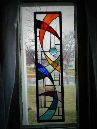 Stained Glass Panel Abstract Art Deco One Of A Kind Usa Handcrafted