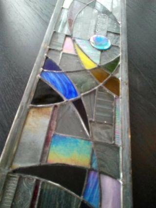 Stained Glass Panel abstract Art Deco One of a kind USA handcrafted 2
