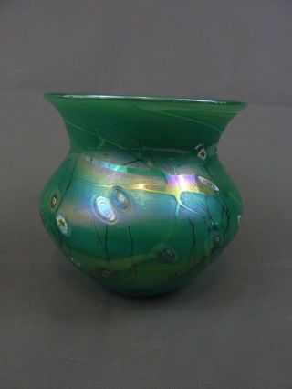 John Ditchfield Glasform Large Iridescent Glass Millefiori Vase 5908