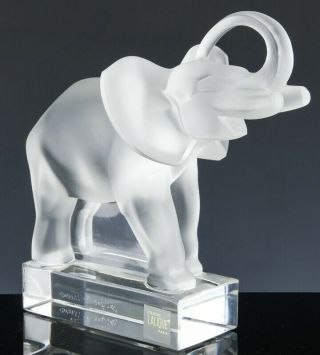 Fine Authentic Lalique France Frosted Crystal Glass Elephant Paperweight Bookend