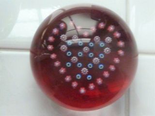 Baccarat France Wine Red Millefiori Heart Paperweight Ec Signed