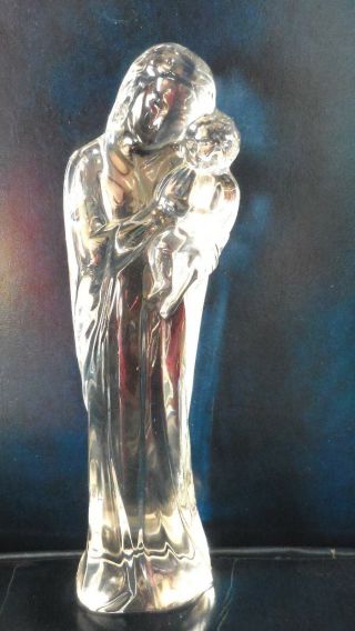 Baccarat Crystal Mother And Child,  Madonna Double Signed And Stamped France