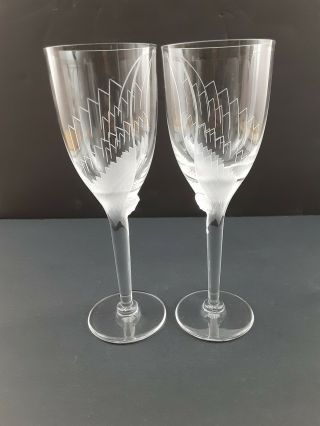Lalique France Crystal " Ange " Champagne Flutes (set Of 2) - 8” - Exquisite
