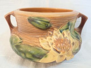 Vintage Roseville Art Pottery 663 - 4 Water Lilly Handled 4 " Jardiniere