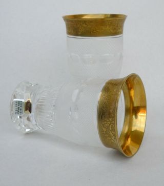 Moser Splendid Gold Crystal Glass Pair Water Glass,  " Splendid " Pattern