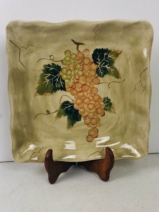 Tabletops Gallery Cabernet Square Hand Painted Dinner 11 " Serving Plate Nwt