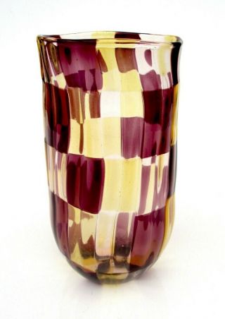Signed World Class Murano Multi Coloured Pezzato Freeform Studio Vase & Label