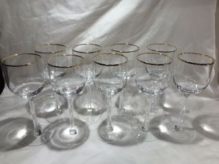 Lenox Mckinley Crystal Wine Glasses 7 - 1/4 " Gold Rimmed Retired Pattern Set Of 9