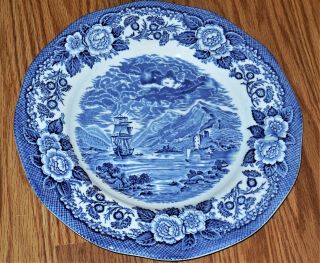 Lochs Of Scotland Royal Warwick Blue White Plate 10 " Hand Carving