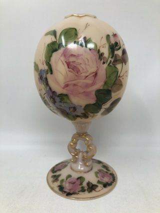 Cambridge Crown Tuscan Charleton Decorated Keyhole Ivy Ball Vase 8 1/4 "