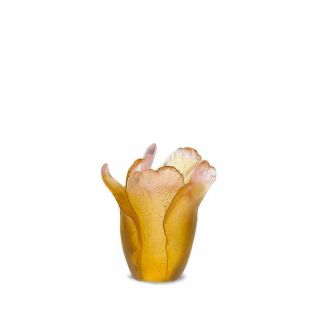 Daum Tulip Mini Vase In Amber 05158/c
