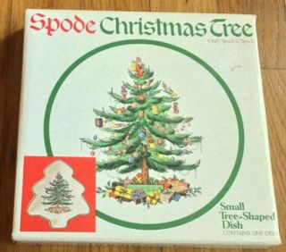 Spode Christmas Tree Shaped Dish Green Trim England 7 1/2 " S3324 - P