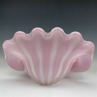 Archimede Seguso Murano Pink Opalescent Cased Art Glass Clam Shell Sculpture Fcd