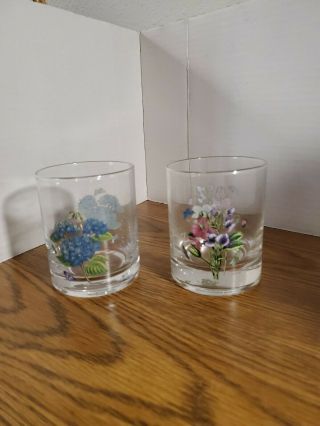 Portmerion Botanic Garden Set Of 2 Double Old Fashioned Glasses 12 Ounce Exc