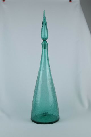Vintage Blenko Art Glass 920l Sea Green 23.  5 " Crackle 1960 