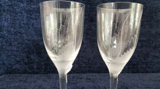 Nwob Pair Lalique France Crystal " Ange " Angel Champagne Glasses - Immaculate