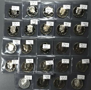 (24) 1971 - S To 2007 - S Kennedy Proof Halves,  W/ 2 Silver Proofs (