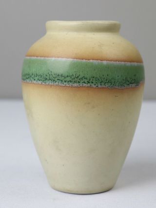 Vintage Art Pottery Vase Southwestern Style Green Stripe Roseville? Weller?