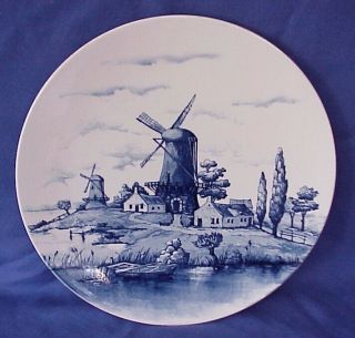 Antique Rare Early 1900s German Waechtersbach Kwr Blue Delft Plate / Charger 12 "