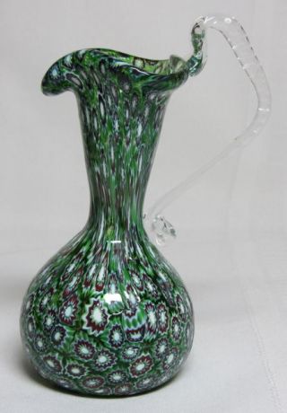 Fratelli Toso,  Green Cabinet Ewer Vase,  Wonderful Murrines