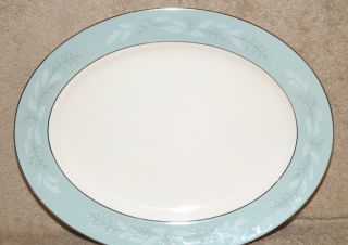 Homer Laughlin Romance Oval Platter 11 3/4 " Eggshell Cavalier Turquoise