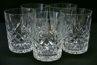 Set 5 Signed Waterford Cut Crystal Lismore Double Old Fashioned Tumbler Signed