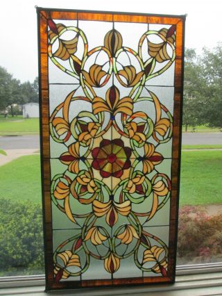 20 " X 40 " Large Stained Glass Window Panel // Pretty Colors & Design