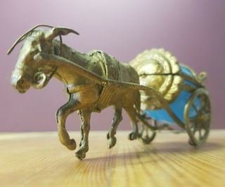 Antique Bronze/Brass Donkey/Mule Carriage | Opaline Egg | Trinket Box | France 2