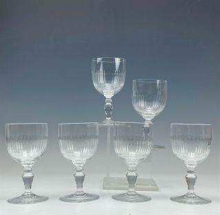 6 Signed Baccarat France French Crystal Renaissance 5 3/4 " Glass Goblets 2 007