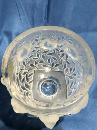 Lalique Crystal ' Elizabeth ' Frosted Vase/Bowl with Birds / Sparrows 3