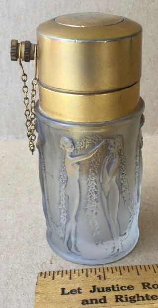 R.  Lalique Art Nouveau With 6 Female Nudes Glass Perfume Atomizer,  Made In France