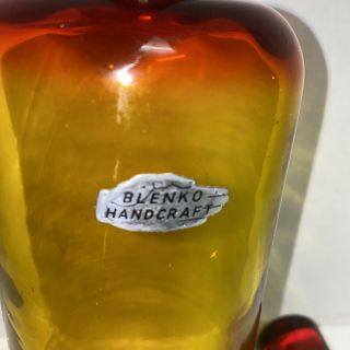 Blenko Tangerine Amberina Glass Decanter 2