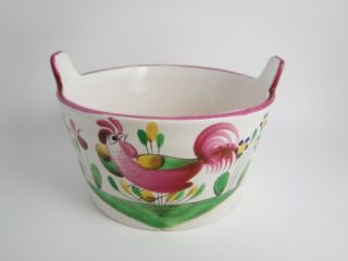 St Clement Luneville French Faience Chanteclerc Red Butter Bowl Rooster (itemb1)