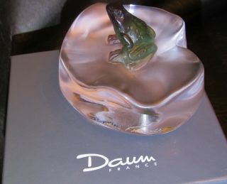 Daum Pate De Verre Frog On A Lilly Pad And Insert