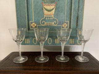 Set Of 4 Lalique Crystal Stemware Phalsbourg Wine Goblets 6 1/4 In.  High
