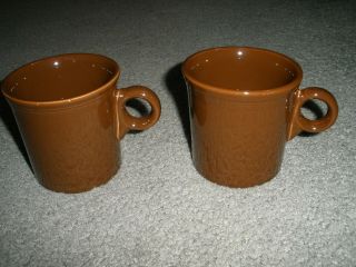 2 Fiesta Ware Homer Laughlin Coffee Tea Mugs Chocolate Brown Tom & Jerry