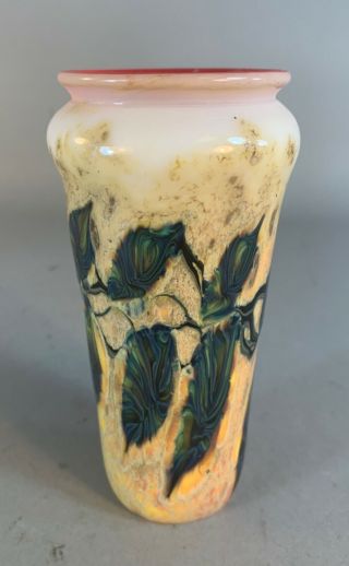 Charles Lotton Art Glass Leaf And Vine Vase,  Signed & Dated 1997