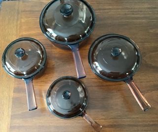 13 Pc Visions Visionware Corning Ware Amber Glass Cookware - Saucepan,  Skillets 2